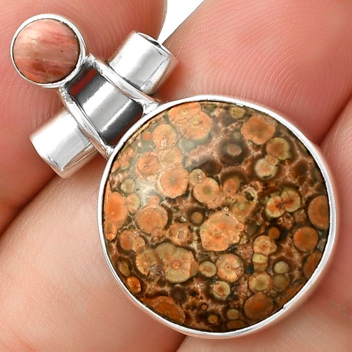 Poppy Jasper & Pink Tulip Quartz Pendant SDP127816 P-1159, 19x19 mm