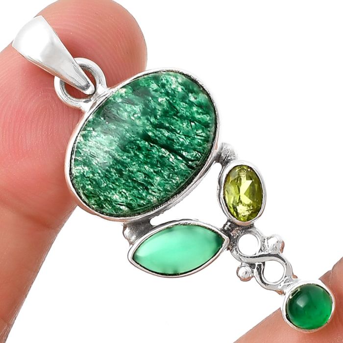 Green Aventurine, Green Onyx & Peridot Pendant SDP127899 P-1602, 13x18 mm