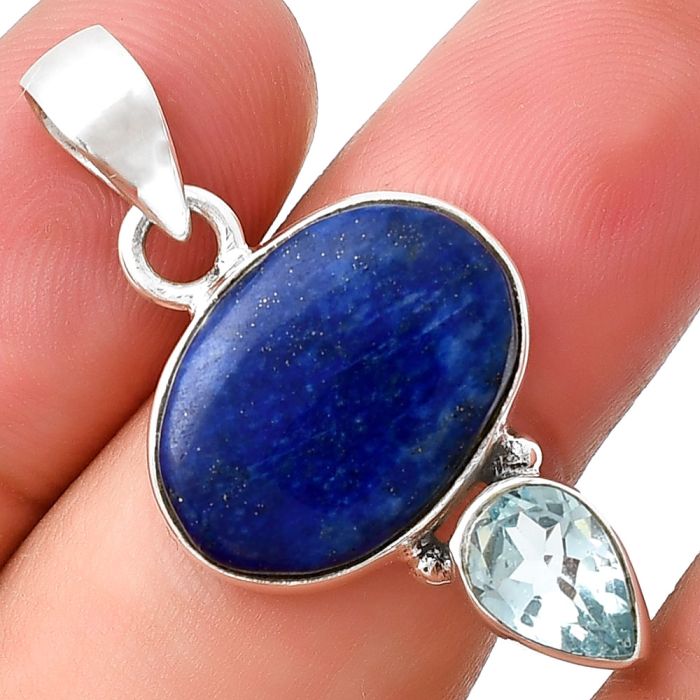 Natural Lapis Lazuli & Sky Blue Topaz Pendant SDP127931 P-1077, 13x18 mm