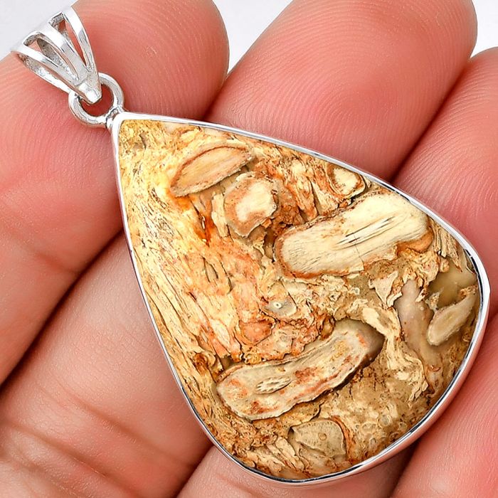 Natural Rock Calcy Pendant SDP128502 P-1001, 25x33 mm