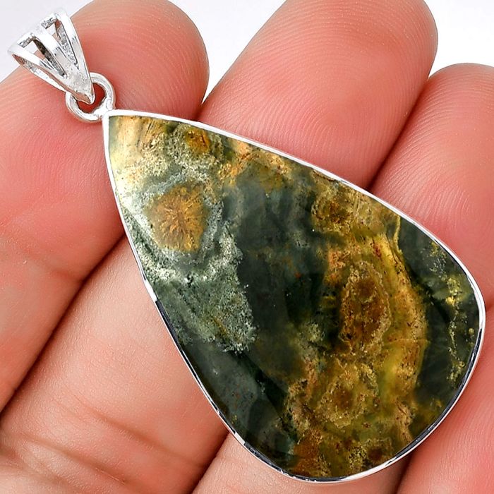 Natural Ocean Jasper - Madagascar Pendant SDP128513 P-1001, 23x38 mm