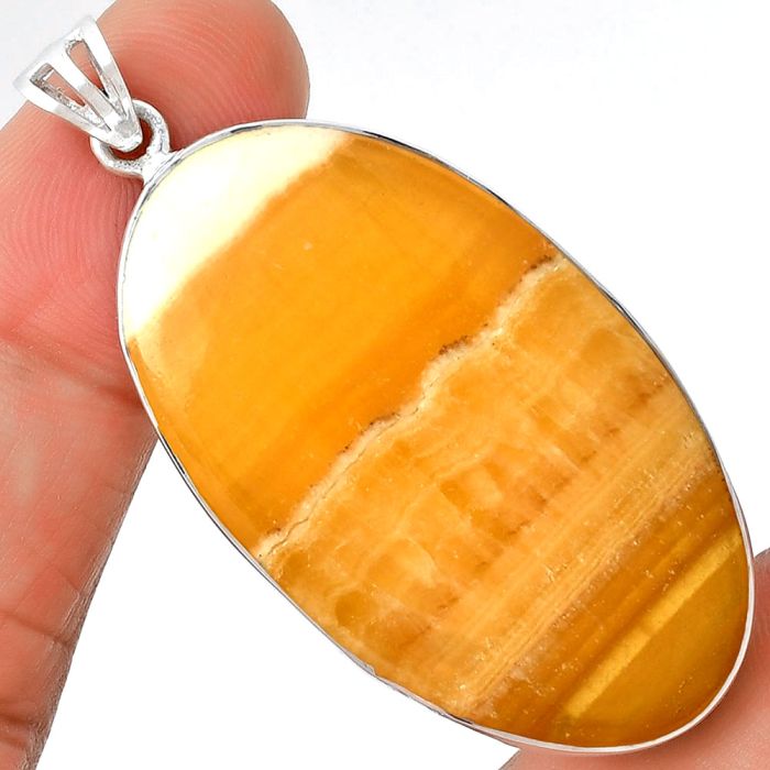 Natural Honey Aragonite Pendant SDP128574 P-1001, 24x42 mm