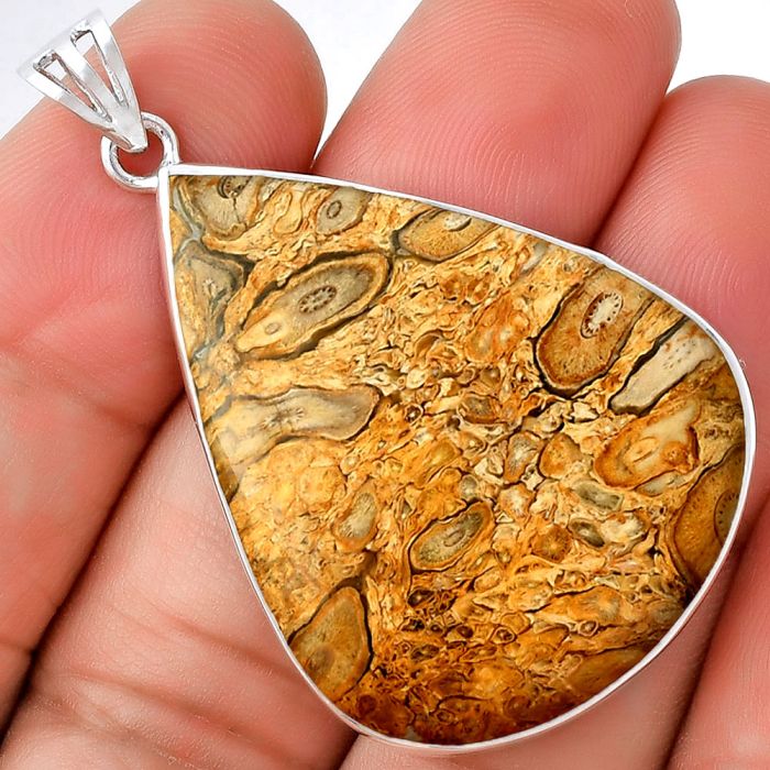 Natural Rock Calcy Pendant SDP128656 P-1001, 29x37 mm