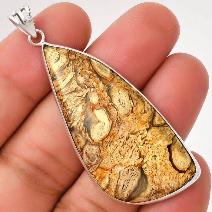 Natural Rock Calcy Pendant SDP128711 P-1001, 22x47 mm