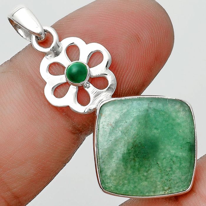 Natural Green Aventurine & Green Onyx Pendant SDP128948 P-1634, 16x16 mm