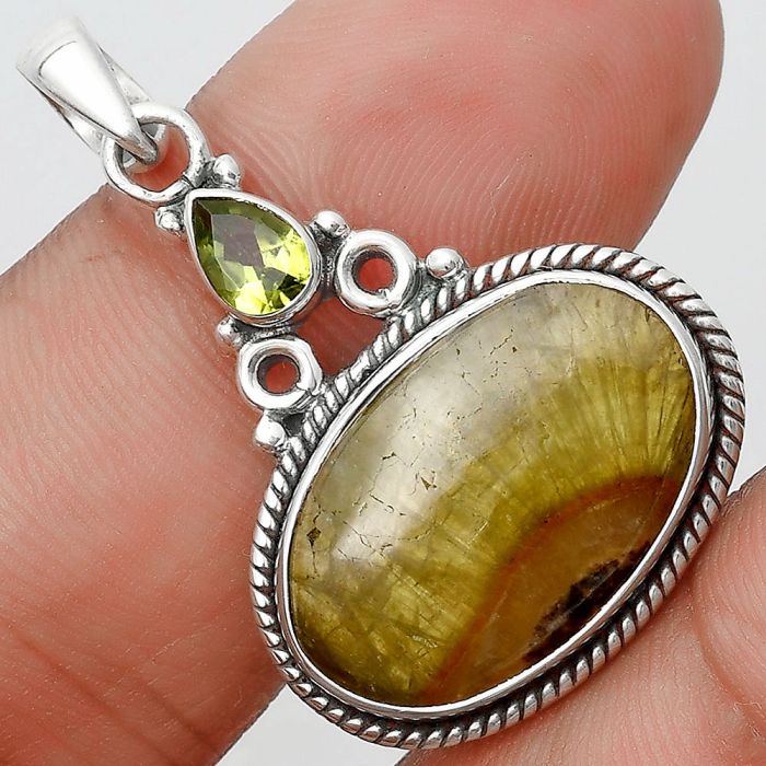 Natural Australian Prehnite & Peridot Pendant SDP128985 P-1282, 13x20 mm