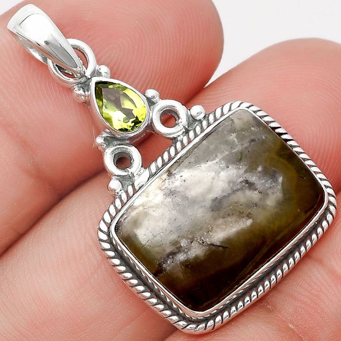 Natural Australian Prehnite & Peridot Pendant SDP128994 P-1282, 13x18 mm