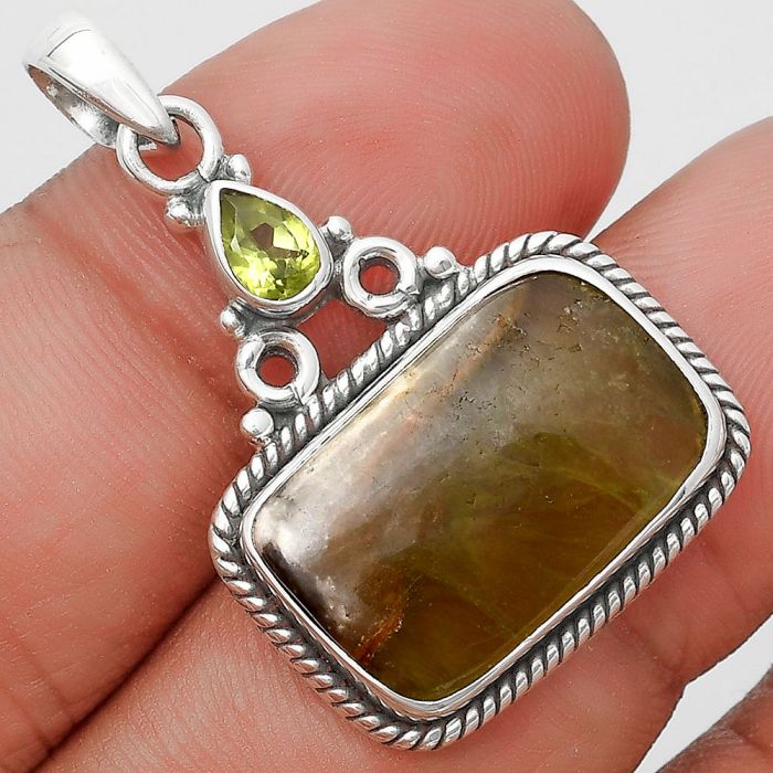 Natural Australian Prehnite & Peridot Pendant SDP128998 P-1282, 13x19 mm