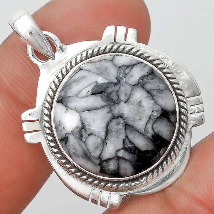 Natural Pinolith Stone Pendant SDP129013 P-1463, 18x18 mm