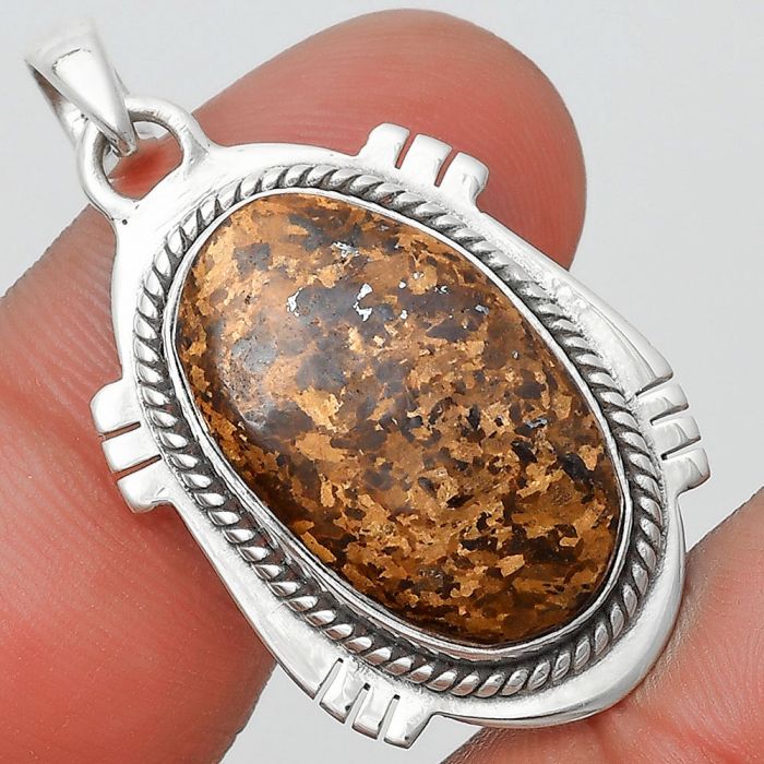 Natural Bronzite Pendant SDP129014 P-1463, 13x22 mm