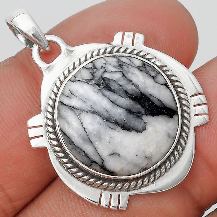 Natural Pinolith Stone Pendant SDP129015 P-1463, 18x18 mm