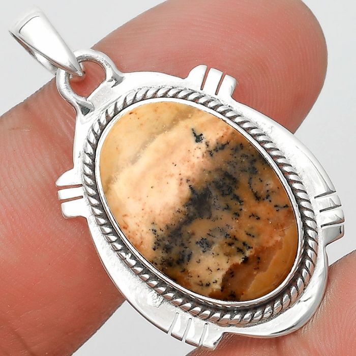 Natural Russian Honey Dendrite Opal Pendant SDP129019 P-1463, 14x21 mm