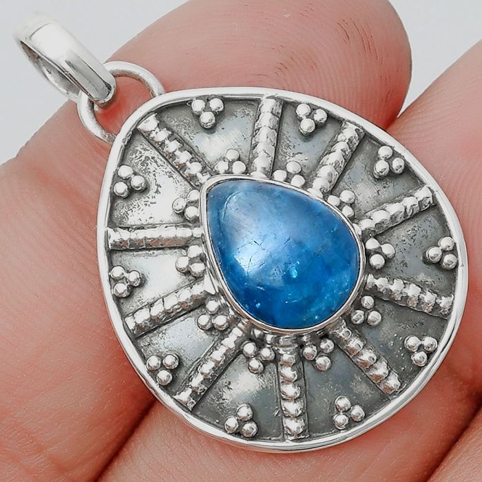 Natural Blue Apatite - Madagascar Pendant SDP129111 P-1465, 9x12 mm