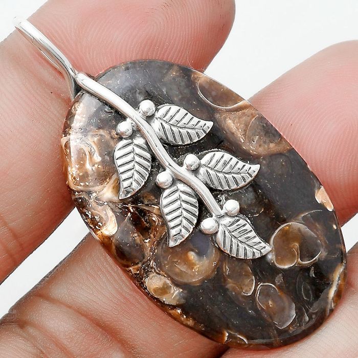 Leaves - Natural Turtella Jasper - USA Pendant SDP129152 P-1291, 24x38 mm