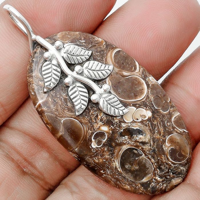 Leaves - Natural Turtella Jasper - USA Pendant SDP129155 P-1291, 25x43 mm