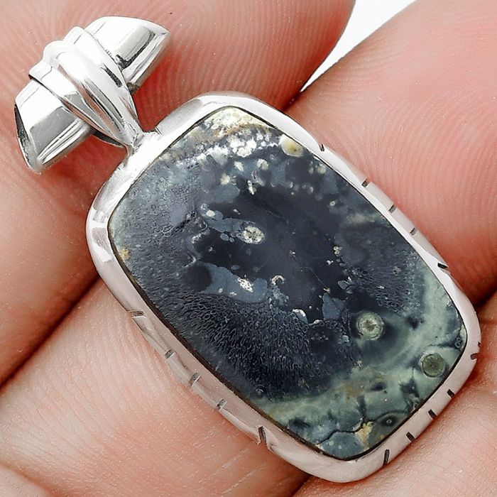 Natural Star Galaxy Jasper Pendant SDP129203 P-1667, 14x23 mm