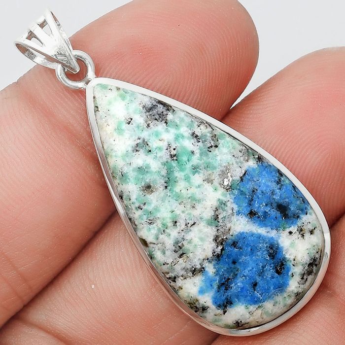 Natural K2 Blue - Azurite In Quartz Pendant SDP129595 P-1002, 18x33 mm