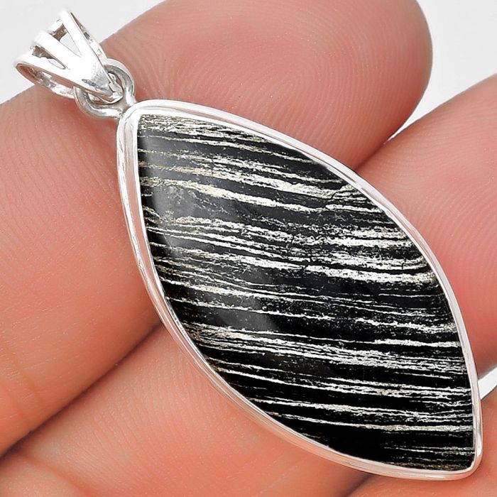 Natural Silver Leaf Obsidian Pendant SDP129687 P-1050, 16x34 mm