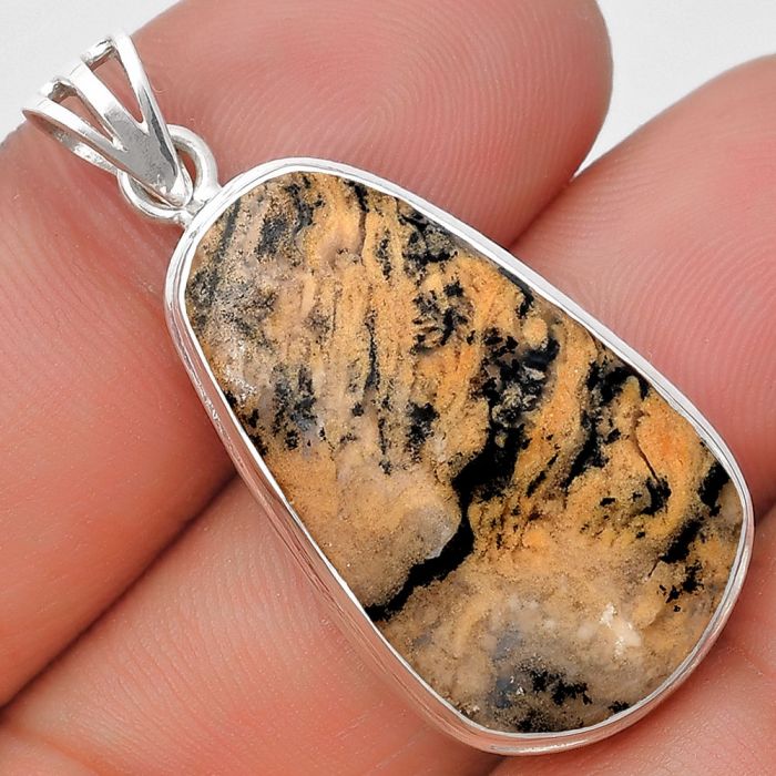 Natural Rose Plume Agate Pendant SDP129722 P-1050, 16x28 mm