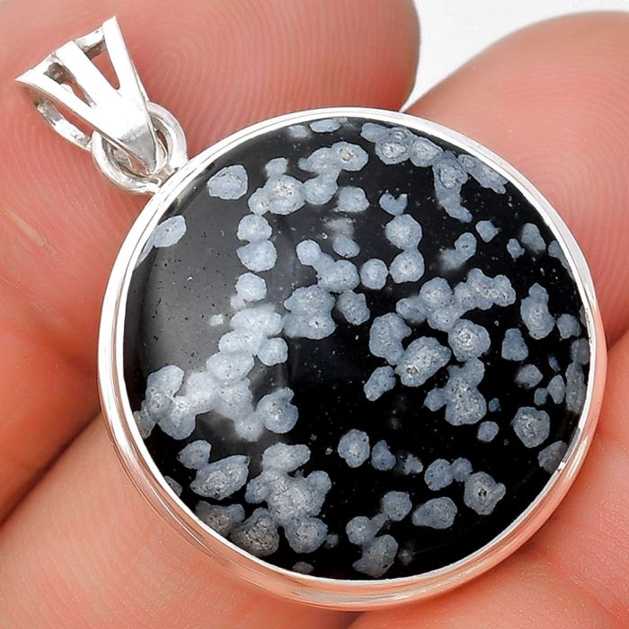 Natural Snow Flake Obsidian Pendant SDP129749 P-1050, 22x22 mm