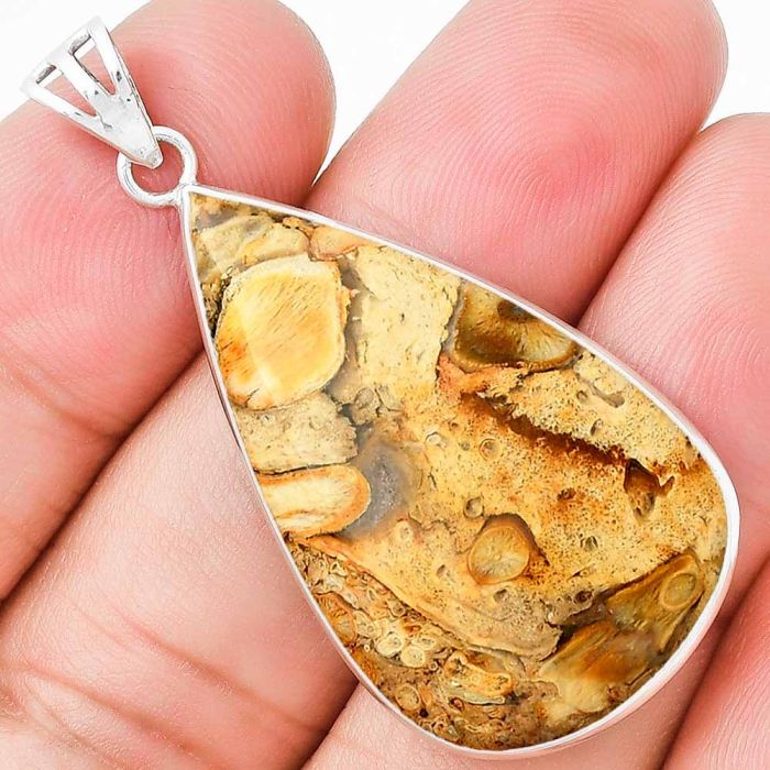 Natural Rock Calcy Pendant SDP129948 P-1001, 21x35 mm