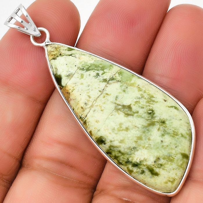 Natural Chrome Chalcedony Pendant SDP130024 P-1001, 22x44 mm