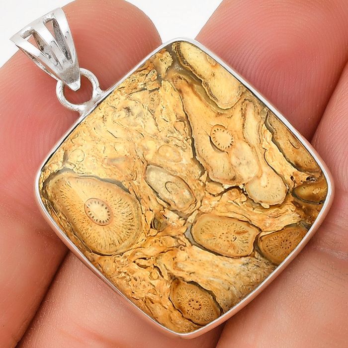 Natural Rock Calcy Pendant SDP130105 P-1001, 23x24 mm