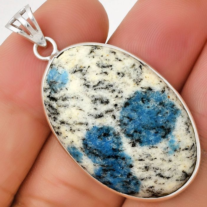 Natural K2 Blue - Azurite In Quartz Pendant SDP130126 P-1001, 21x32 mm