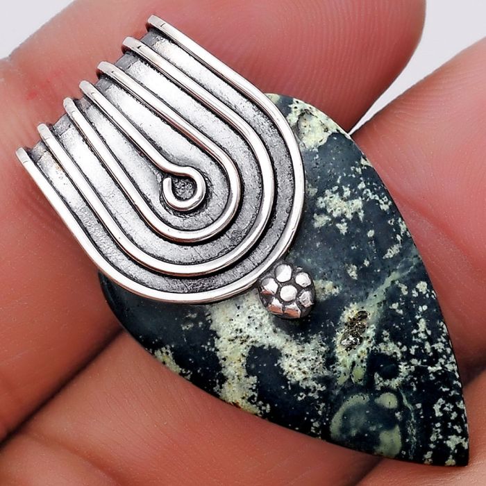 Natural Star Galaxy Jasper Pendant SDP130379 P-1584, 19x29 mm