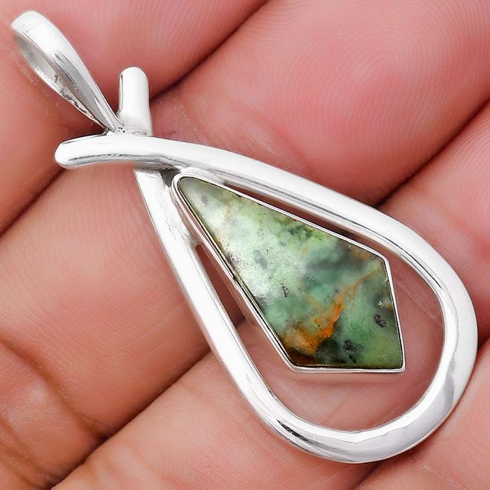 Natural Chrome Chalcedony Pendant SDP130548 P-1314, 10x22 mm