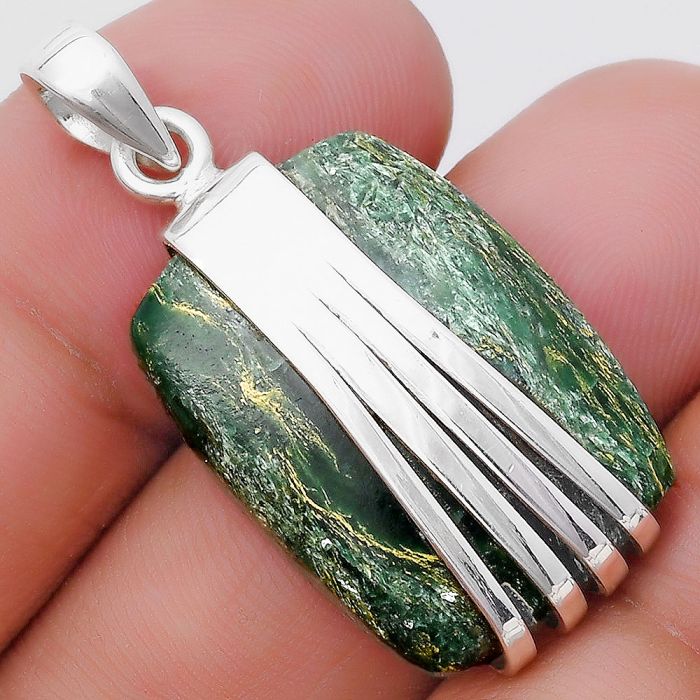 Natural Green Fuchsite Pendant SDP130743 P-1302, 18x25 mm