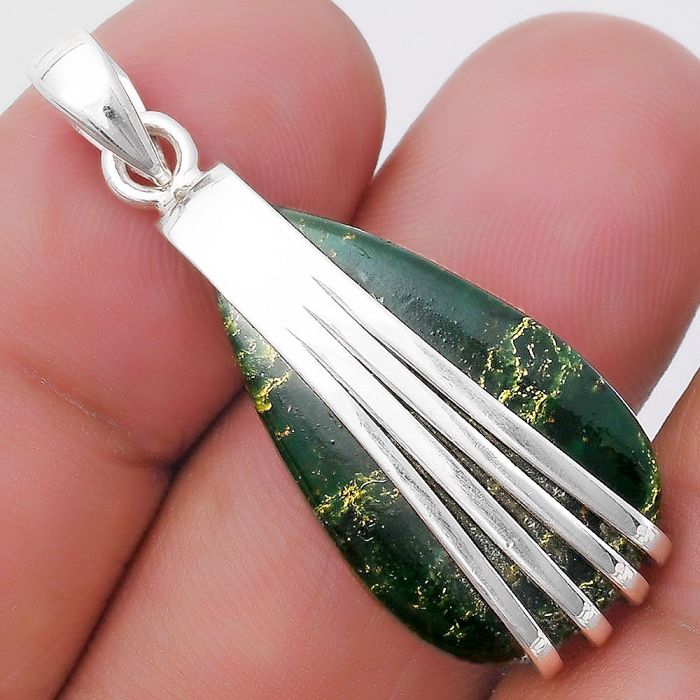 Natural Green Fuchsite Pendant SDP130744 P-1302, 16x28 mm