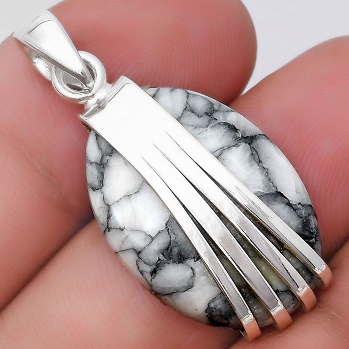 Natural Pinolith Stone Pendant SDP130756 P-1302, 17x24 mm