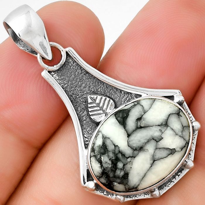 Natural Pinolith Stone Pendant SDP130791 P-1715, 14x18 mm