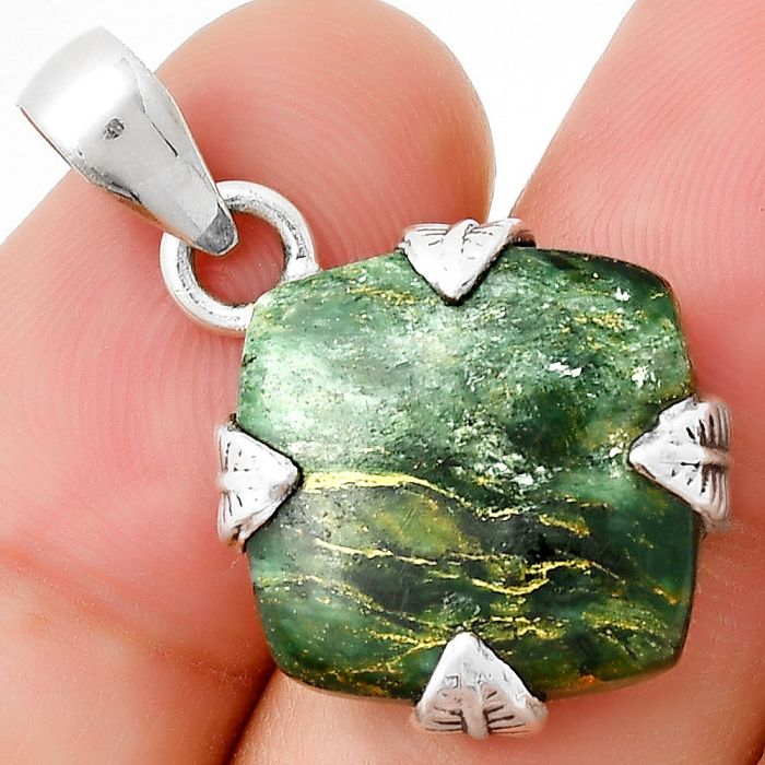 Natural Green Fuchsite Pendant SDP130990 P-1548, 16x16 mm