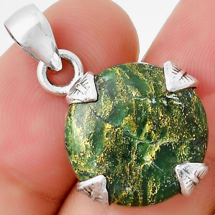 Natural Green Fuchsite Pendant SDP130992 P-1548, 17x17 mm