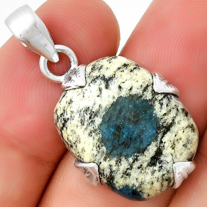 Natural K2 Blue - Azurite In Quartz Pendant SDP131004 P-1548, 16x20 mm