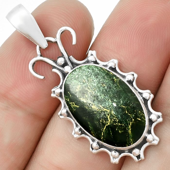 Natural Green Fuchsite Pendant SDP131051 P-1249, 12x19 mm