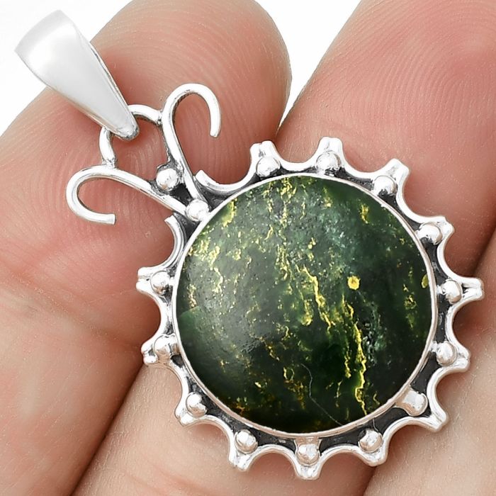 Natural Green Fuchsite Pendant SDP131052 P-1249, 17x17 mm