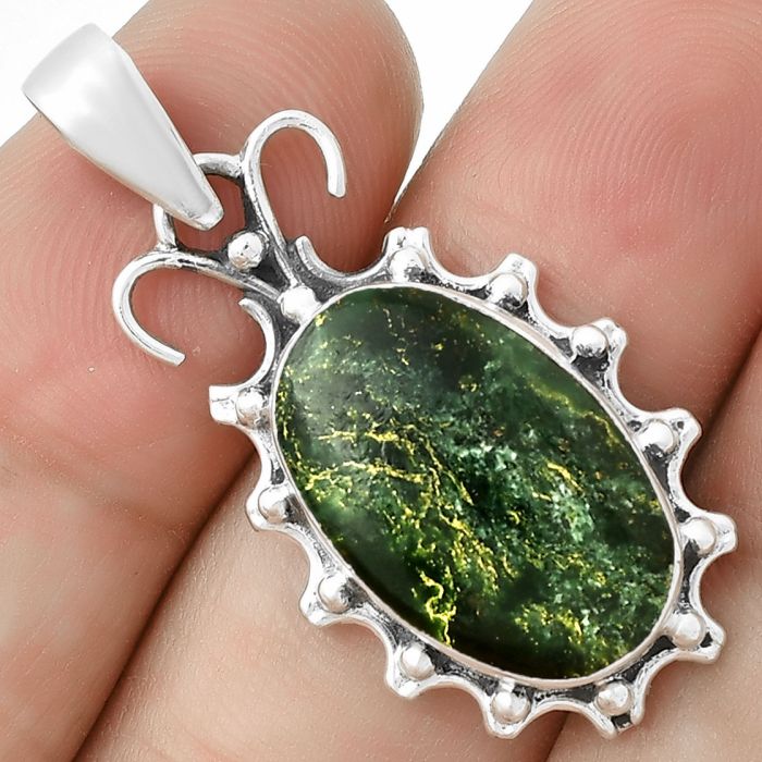 Natural Green Fuchsite Pendant SDP131062 P-1249, 12x19 mm