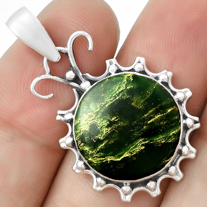 Natural Green Fuchsite Pendant SDP131066 P-1249, 16x16 mm