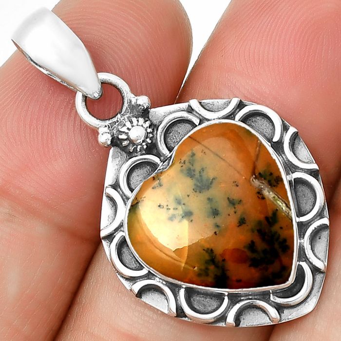 Natural Russian Honey Dendrite Opal Pendant SDP131226 P-1242, 15x16 mm