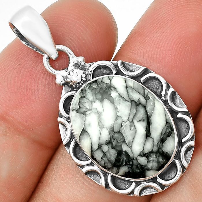 Natural Pinolith Stone Pendant SDP131236 P-1242, 14x18 mm