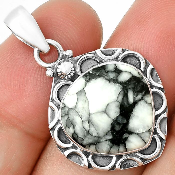 Natural Pinolith Stone Pendant SDP131242 P-1242, 16x16 mm