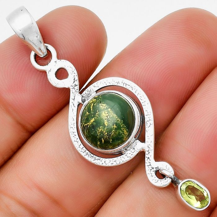 Natural Green Fuchsite & Peridot Pendant SDP131257 P-1115, 11x11 mm