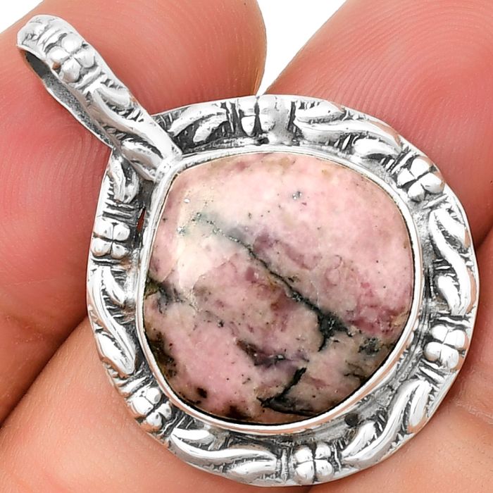 Natural Rhodonite Pendant SDP131388 P-1375, 17x17 mm