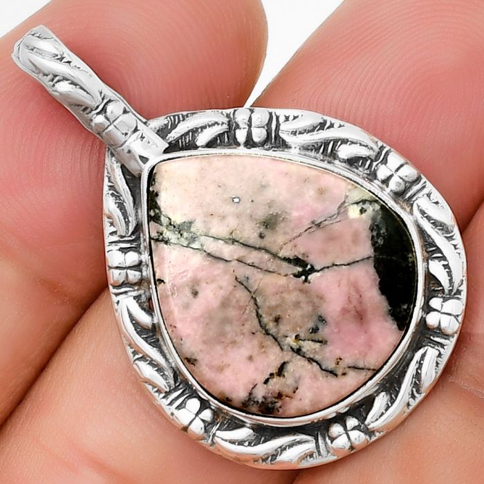 Natural Rhodonite Pendant SDP131393 P-1375, 17x20 mm