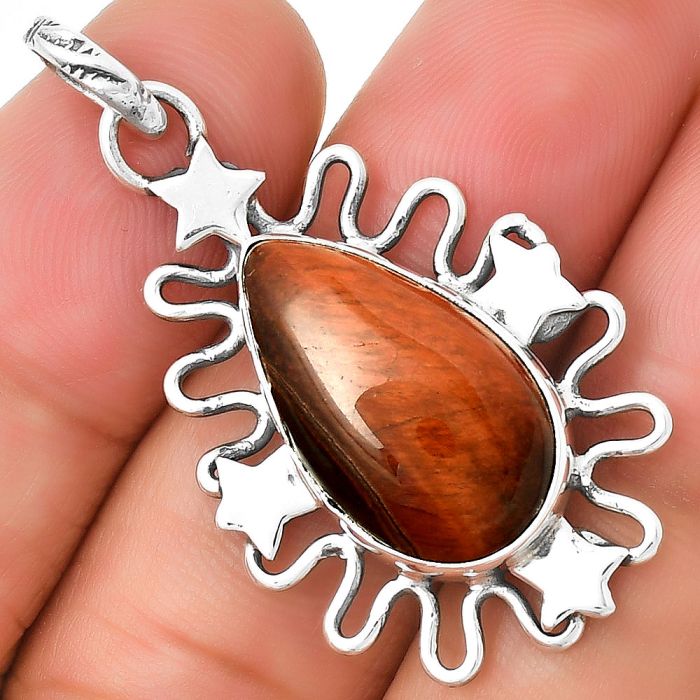 Star - Natural Red Tiger Eye Pendant SDP131399 P-1454, 12x20 mm