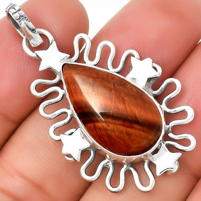 Star - Natural Red Tiger Eye Pendant SDP131402 P-1454, 13x22 mm