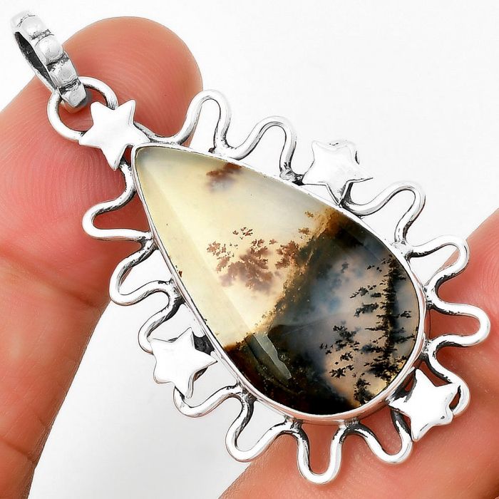 Star - Robinson Ranch Plume Agate Pendant SDP131406 P-1454, 16x29 mm